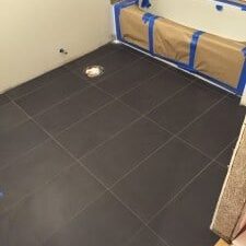 We tiled the floor first with a plank tile